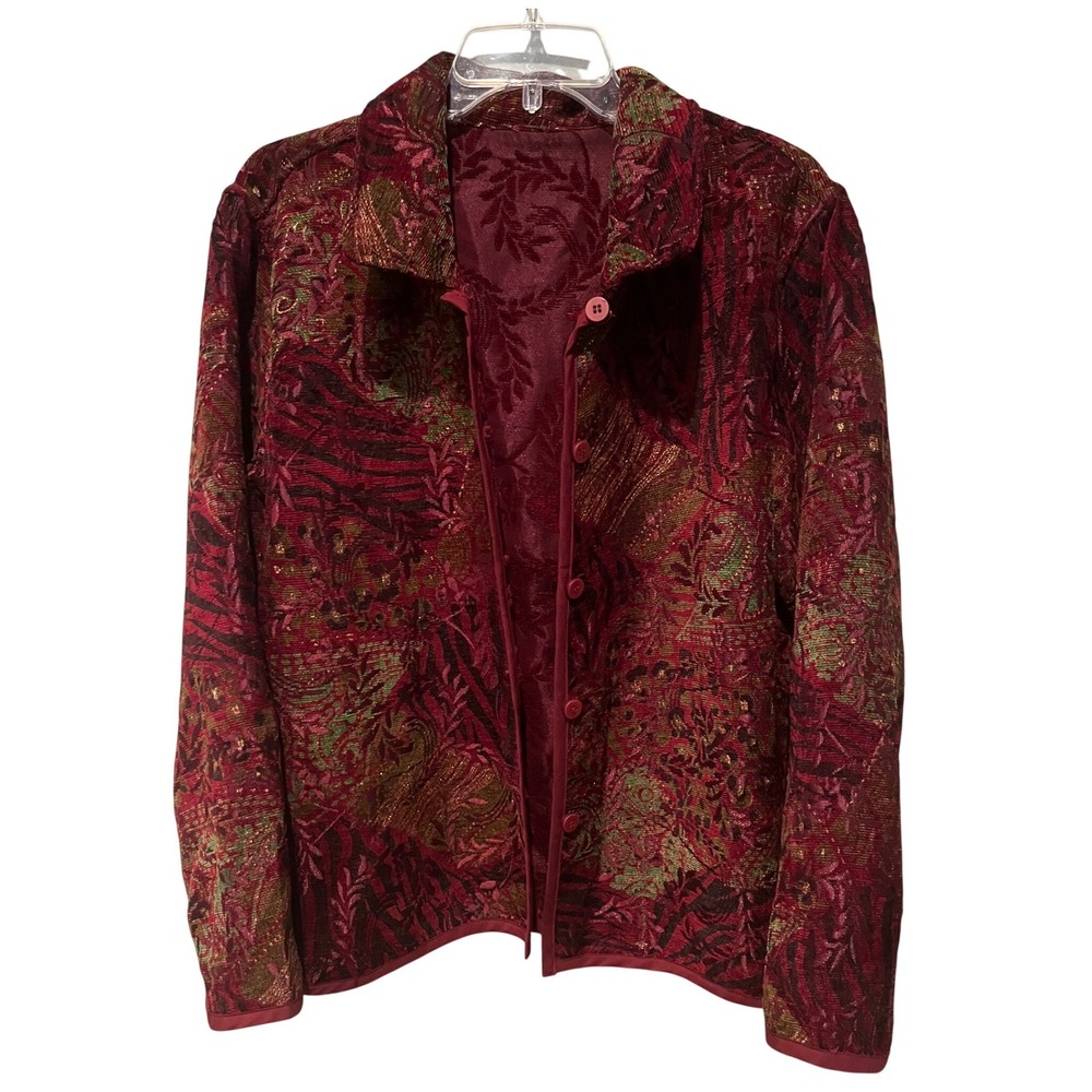 VTG Burgundy Tapestry Whimsigoth Jacket / Brocade Boho